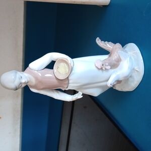 Vintage Grafenthal Girl Feeding Rooster Figurine